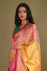 Gold Saree With Pink BorderDSC01980