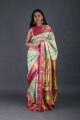 Ivory Saree With Pink Border