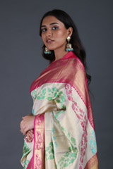 Ivory Saree With Pink BorderIMG_5355