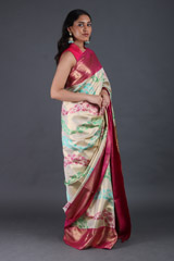 Ivory Saree With Pink BorderIMG_5357