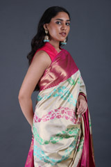 Ivory Saree With Pink BorderIMG_5359