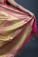 Ivory Saree With Pink BorderIMG_5360