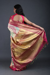 Ivory Saree With Pink BorderIMG_5361
