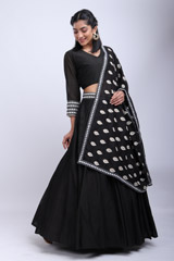 Black Embroidered Lehenga Set