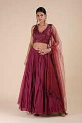 Wine Embroidered Lehenga2664_video