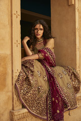 Olive Green Velvet Lehenga