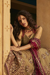 Olive Green Velvet Lehenga3