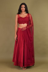 Deep Red Embroidered LehengaDSC01681