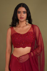 Deep Red Embroidered LehengaDSC01682