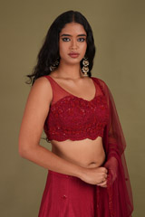 Deep Red Embroidered LehengaDSC01683
