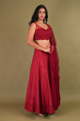 Deep Red Embroidered LehengaDSC01684