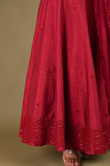 Deep Red Embroidered LehengaDSC01685