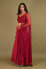 Deep Red Embroidered LehengaDSC01686