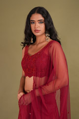 Deep Red Embroidered LehengaDSC01687