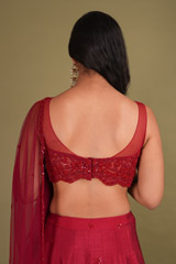 Deep Red Embroidered LehengaDSC01689