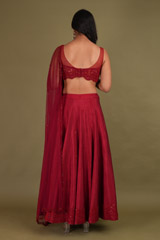Deep Red Embroidered LehengaDSC01691