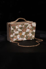 Embellished Fur Suede Clutch