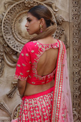 Red And Coral LehengaIMG_0290