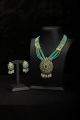 Aqua Green Beads Necklace Set