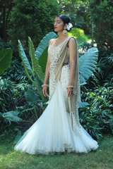 Ivory Gold Rikky Lehenga Saree