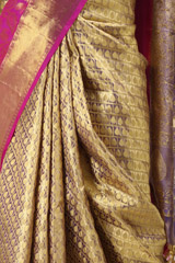 Golden Silk Saree With Pink BorderIMG_6758