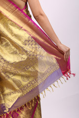 Golden Silk Saree With Pink BorderIMG_6768