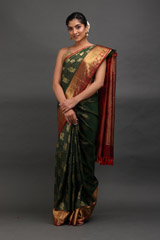 Green Peacock Motif Saree