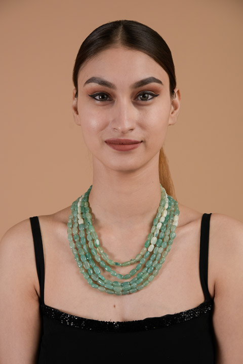Green Stone 3 Layered Necklace