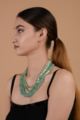 Green Stone 3 Layered Necklace_DTR3251
