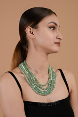 Green Stone 3 Layered Necklace_DTR3252