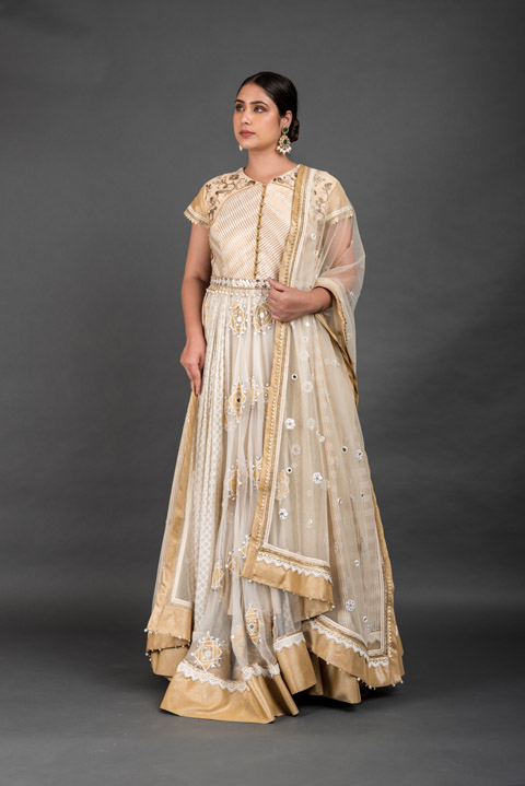 Ivory Embroidered Anarkali Set