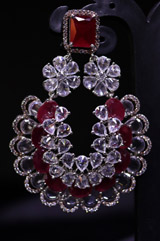 Maroon and White Stone EarringsIMG_0161