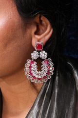 Maroon and White Stone EarringsIMG_0695