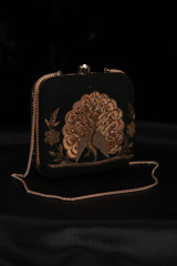 Peacock Embroidered Box Clutch