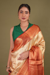 Golden Saree With Red BorderDSC01551