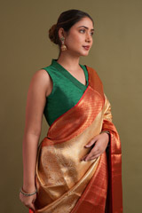 Golden Saree With Red BorderDSC01552