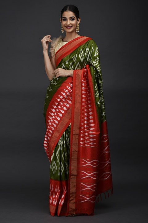 Green Ikkat Saree