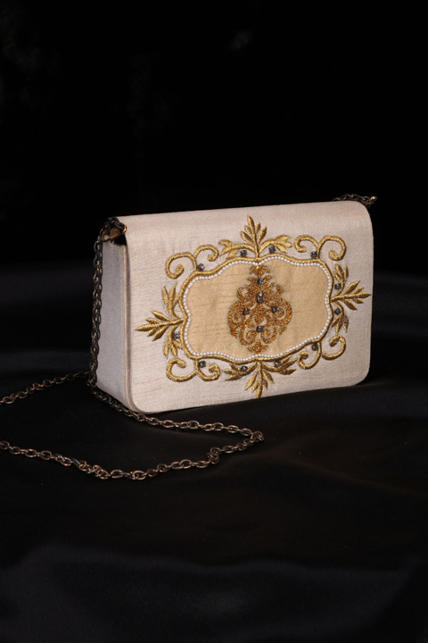 Beige Frame Clutch