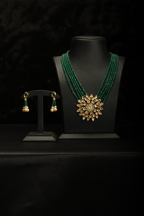 Green Beaded Necklace Set