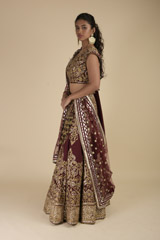Red Bridal Embroidered Lehenga_SUB8453