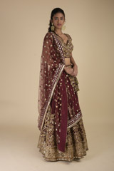 Red Bridal Embroidered Lehenga_SUB8455