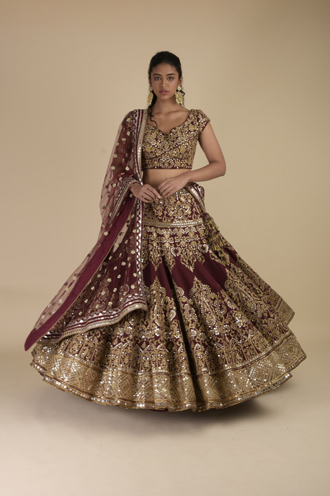 Red Bridal Embroidered Lehenga