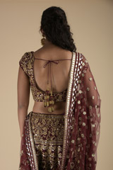 Red Bridal Embroidered Lehenga_SUB8457