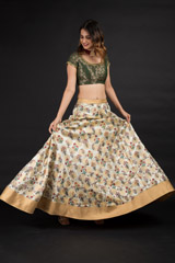 Cream Hand Block Printed Top Bottom Set