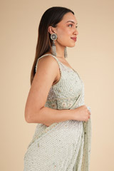 Aqua Sage Saree SetDSC01945