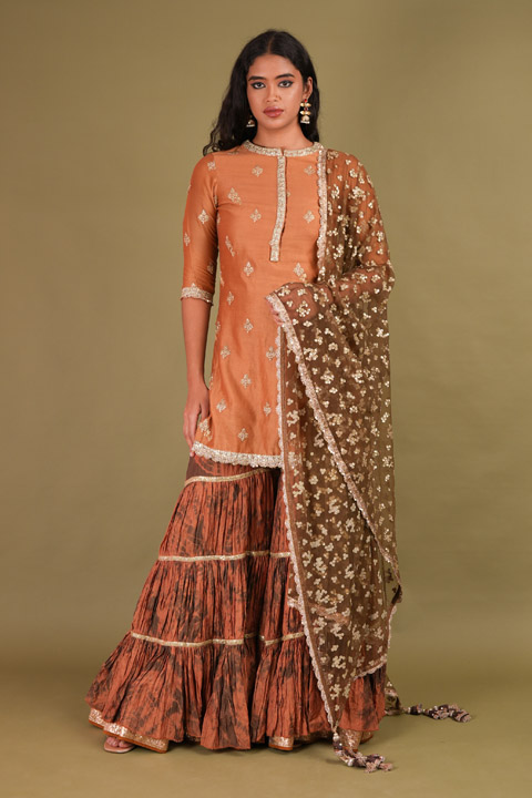 Brown Sharara Set