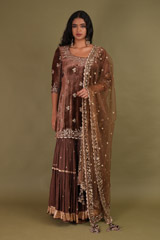 Brown Embellished Sharara SetDSC01779