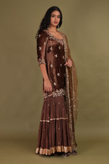 Brown Embellished Sharara SetDSC01782