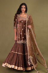 Brown Embellished Sharara SetDSC01785