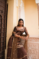 Brown Embellished Sharara SetDSC05816